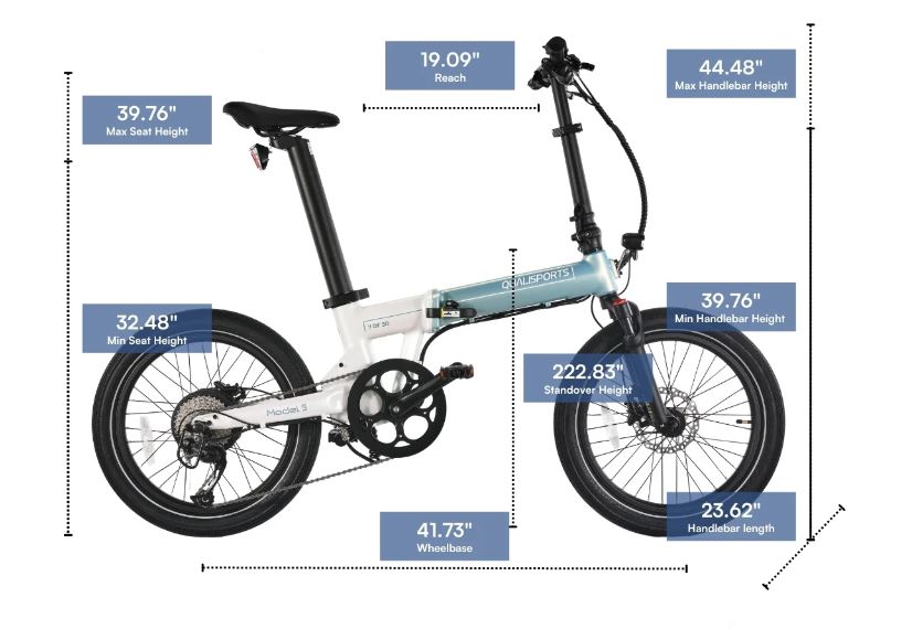 Model 5 by Qualisports 500w 48v 9sp Dual Battery Foldable Electric Bike