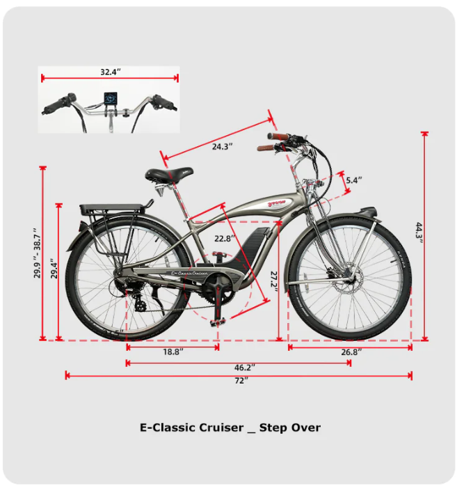 Retro E-Classic Step Over Electric Bike Cruiser 26in 500W by Young Electric