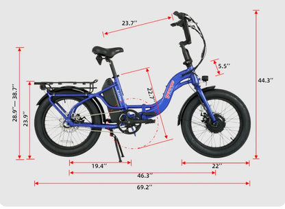 E-Urban 500W Lightweight 20in All Terrain Fat Tire Folding E-Bike by Young Electric