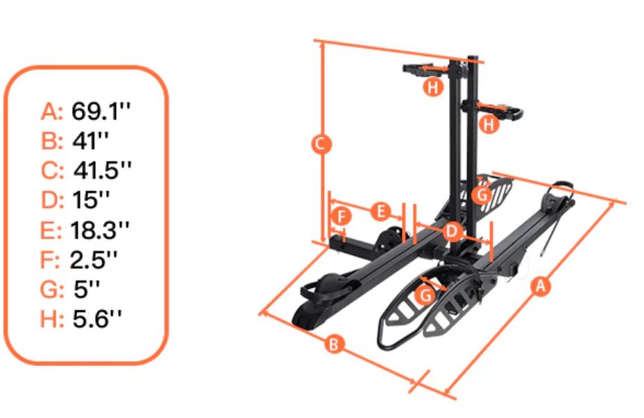 Cravot CyberRack E2 Foldable 200lbs Capacity 2in Receiver Hitch Bike Rack