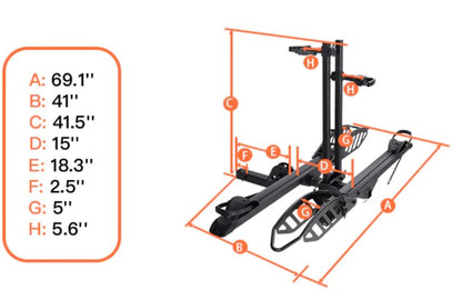 Cravot CyberRack E2 Foldable 200lbs Capacity 2in Receiver Hitch Bike Rack