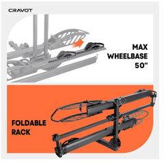 Cravot CyberRack E2 Foldable 200lbs Capacity 2in Receiver Hitch Bike Rack