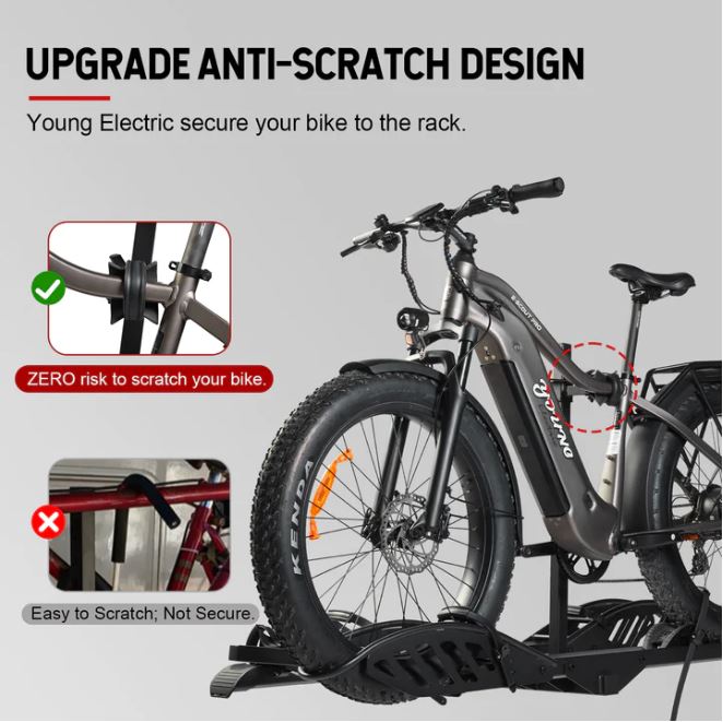 Mate Foldable Hitch Bike Rack 2’’ Receiver, 200lbs Capacity by Young Electric