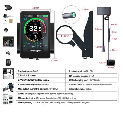 850C Color Display for FAT Portable 20850 Electric Bike by Ecotric