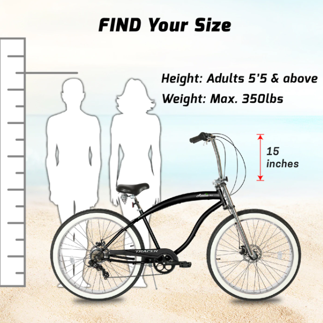 Tracer Avalon GT 29" Fat Tire Single Sp or 7 Sp Beach  Cruiser Bike