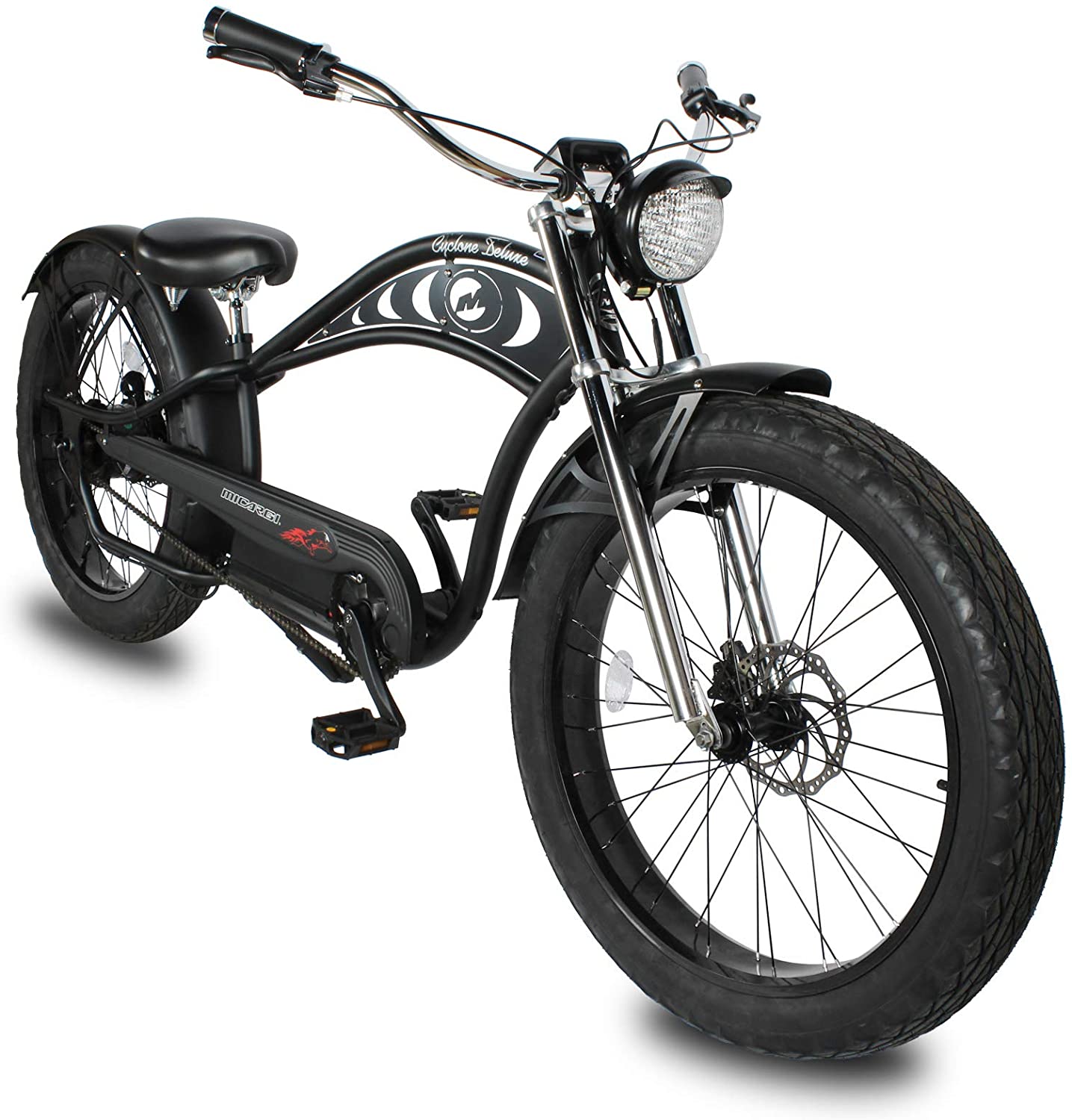 Micargi Cyclone 2.0 Deluxe Cruiser Electric Bicycle 500w with Headlight