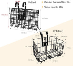 Front/Rear Folding Bicycle Basket