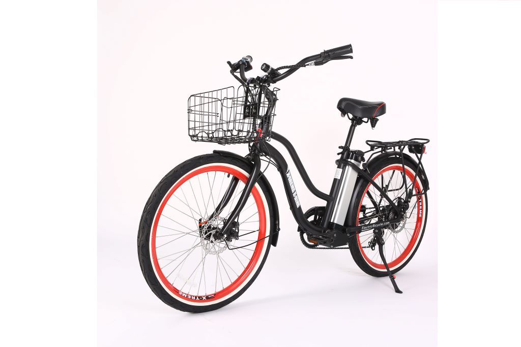 electric beach cruiser with basket 300w