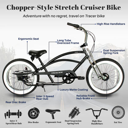 Tracer Master 2.0 3I Internal 3-Speed Chopper Bicycle